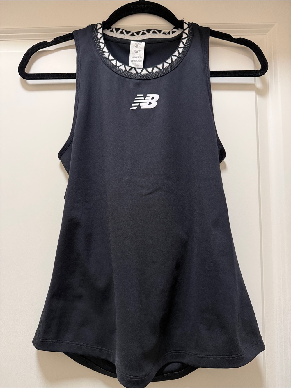 New Balance Women's Black Tank with White Geometric Trim
